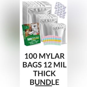 100pcs Mylar Bags 9 Mil thick For Food Storage With 100 Oxygen Absorbers 100 CC